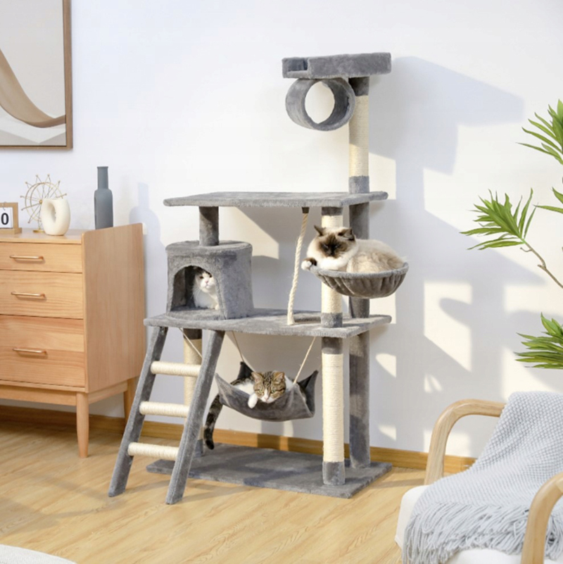 Mačací škrabací strom 141cm sivý