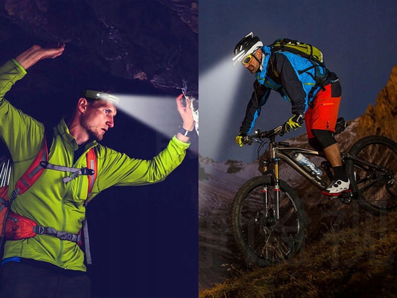 Čelová baterka 2LED COB bezdotyková