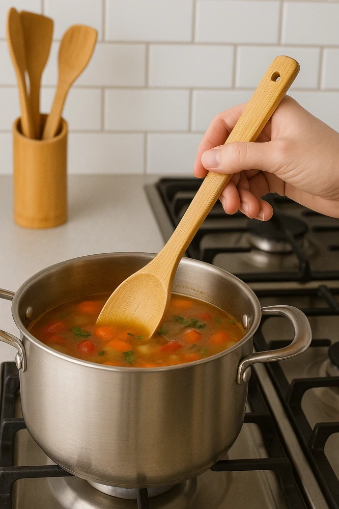 Sada kuchynského náradia so stojanom z bambusového dreva