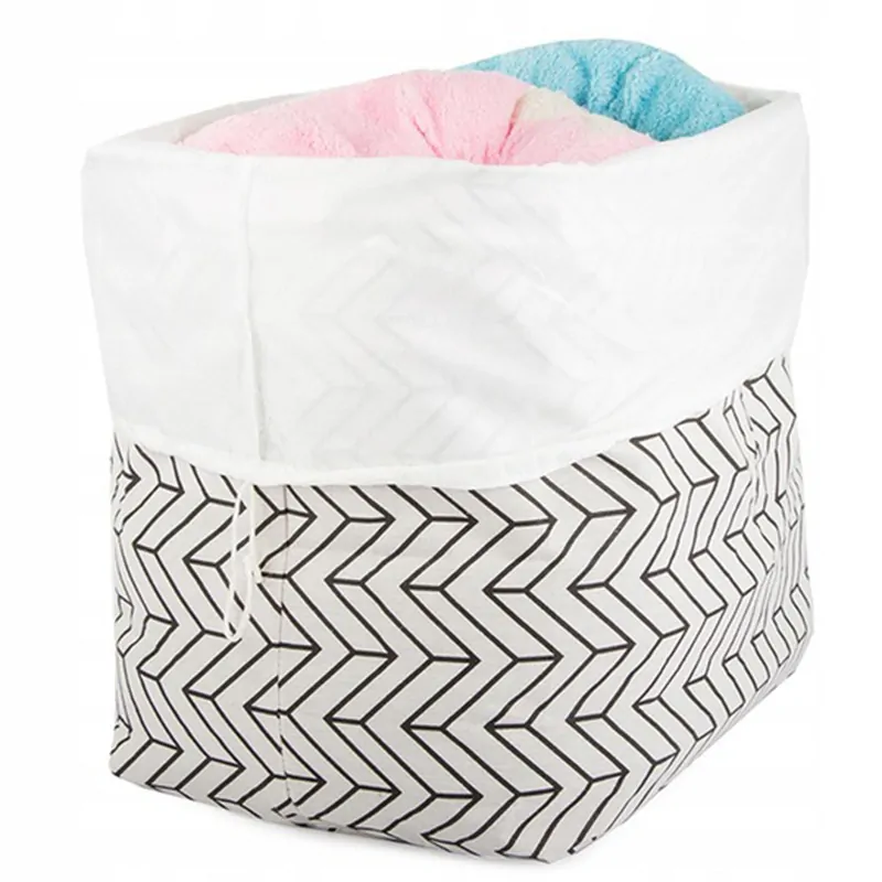 Kôš na prádlo - moderný organizér štvorec čierno-biely 90L