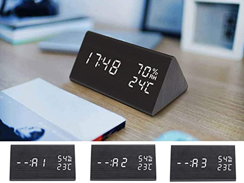 Budík s meteostanicou reagujúci na zvuk