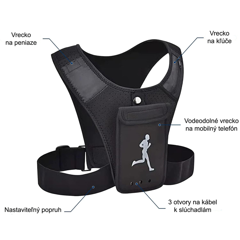 Bežecká vesta s puzdrom na telefón