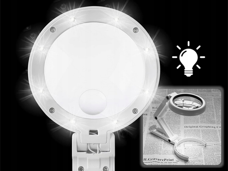 Skladacia lupa LED 5x 11x