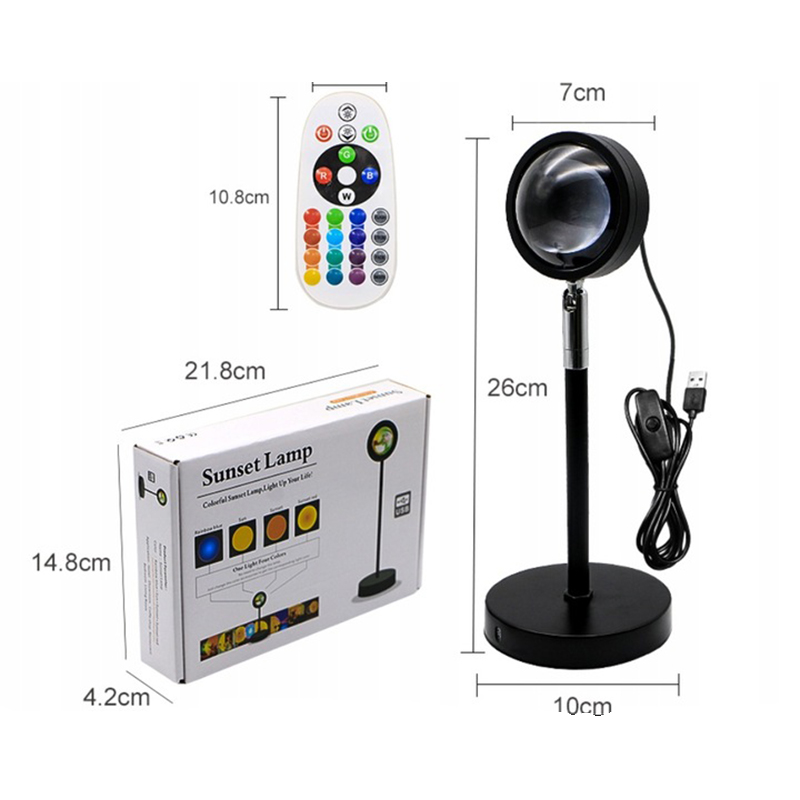 Lampa s projektorom západu slnka s diaľkovým ovládaním