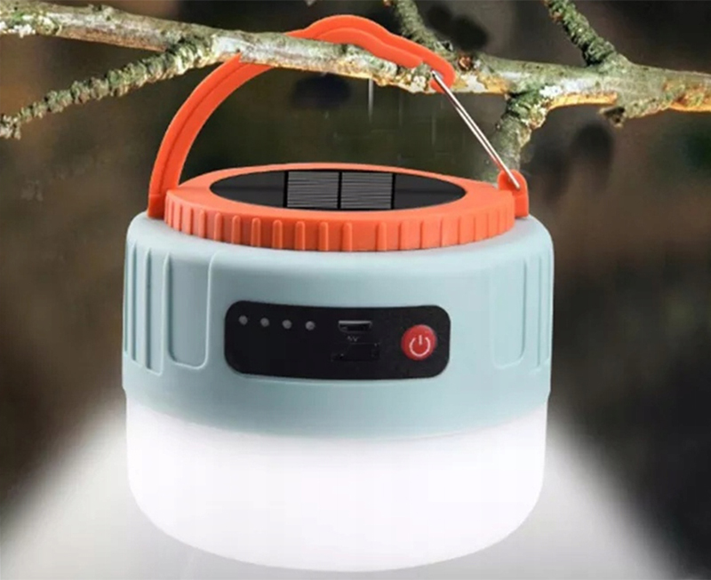 Kempingová solárna USB lampa s diaľkovým ovládaním
