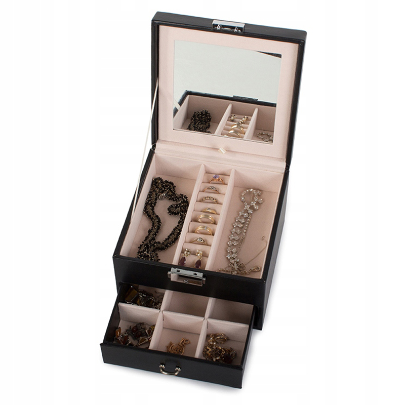 Šperkovnica na bižutériu a šperky čierna 16x16x11cm