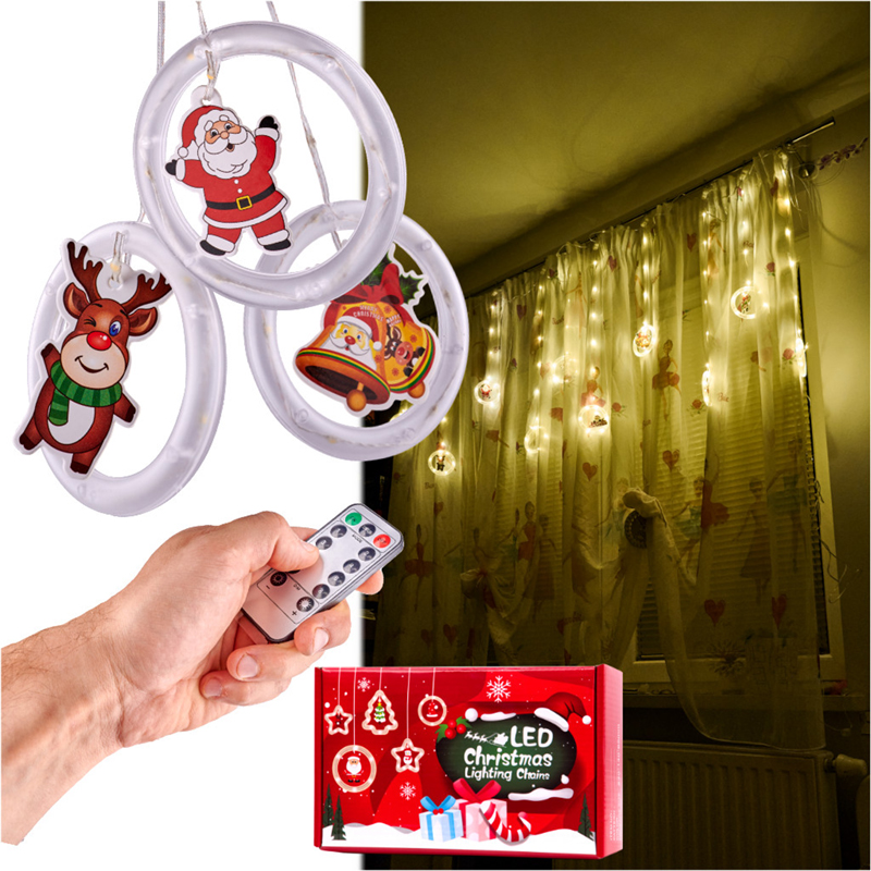 LED svetelný záves s obrázkami Krúžky USB 3m s diaľkovým ovládaním