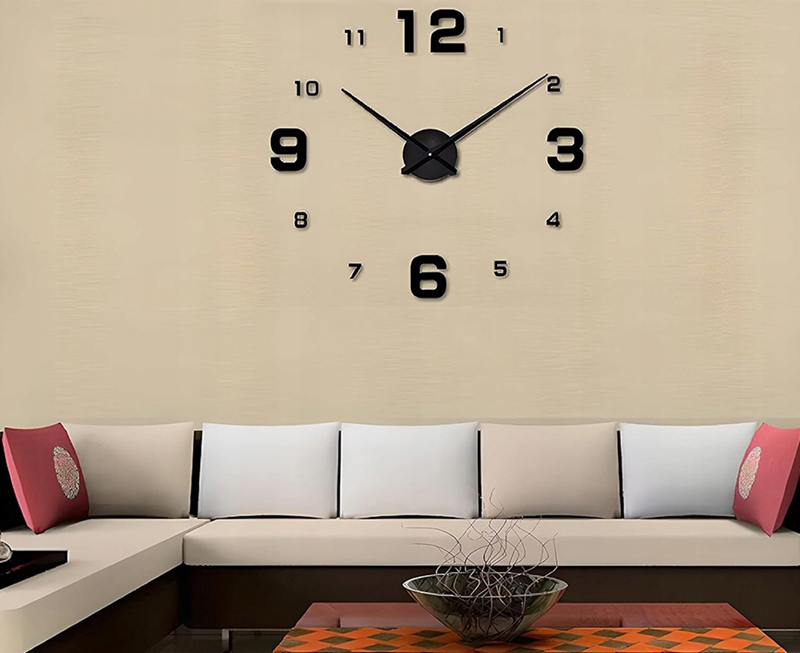 Nástenné hodiny lepiace 3D s tichým chodom 130cm