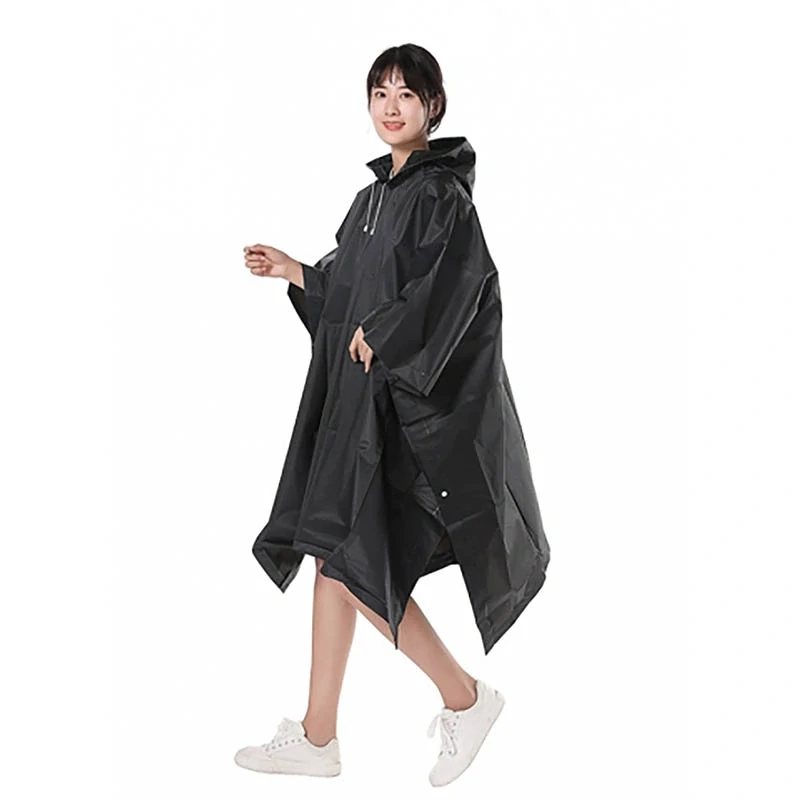 Nepremokavý pršiplášť s kapucňou – čierny, ultraľahký 160 g