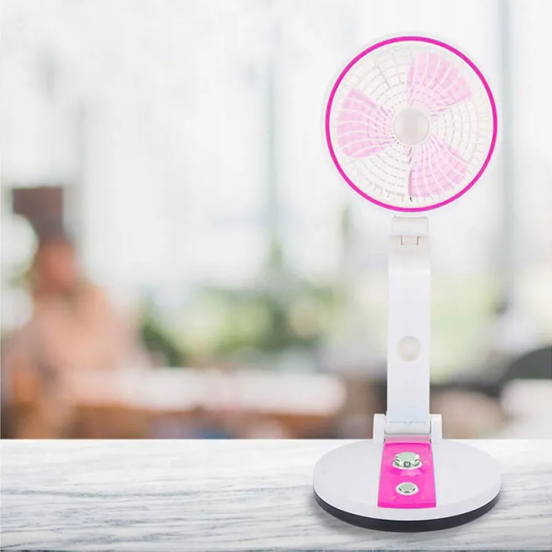Bezdrôtový skladací ventilátor s LED lampou ružový