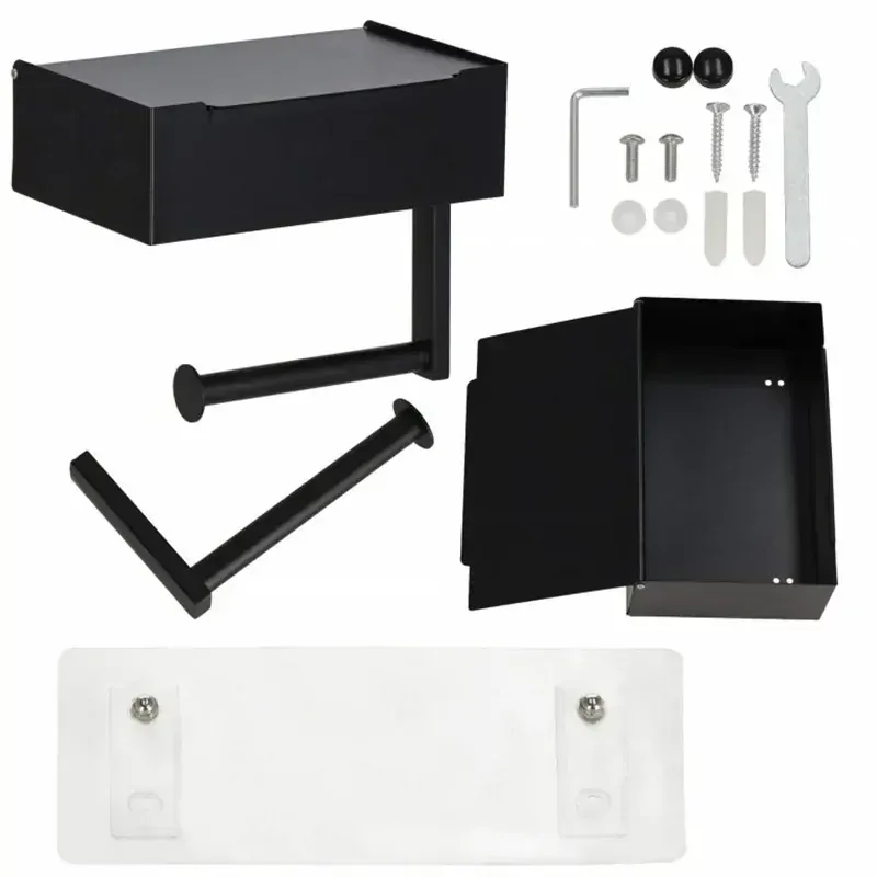 Nástenný držiak na toaletný papier so skrinkou kovový