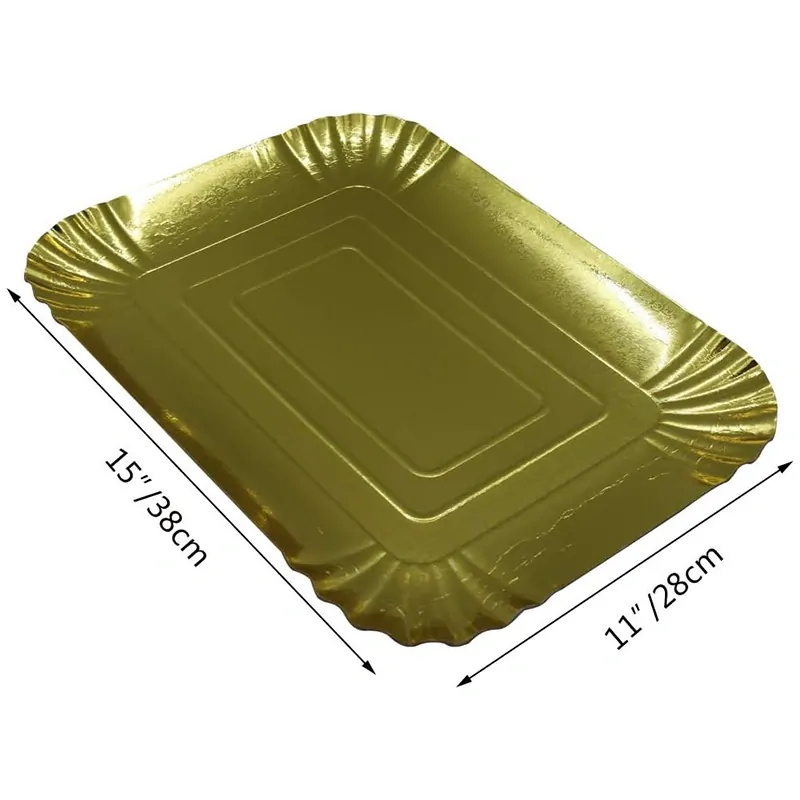 Zlatá servírovacia tácka s papierovou čipkou 38 x 28 cm