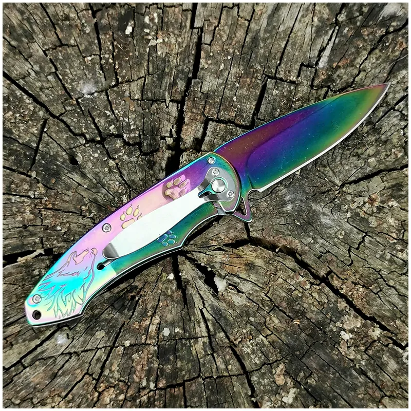 Rainbow Wolf - Vreckový nožík kovový 21/9cm