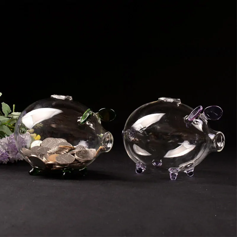 Pokladnička sklenená Prasiatko 18cm