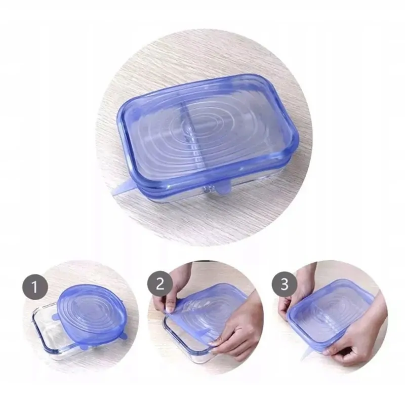 Sada silikónových vrchnákov na dózy 6ks