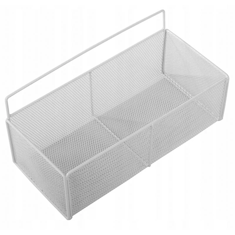 Kovový závesný košík so samolepiacimi háčikmi biely