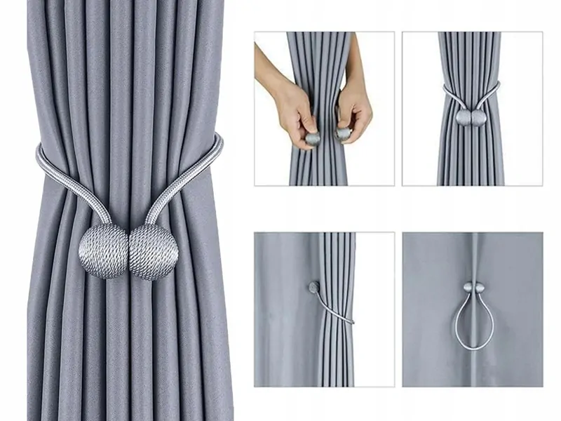 Ozdobná spona na záves 45cm (2ks) sivá