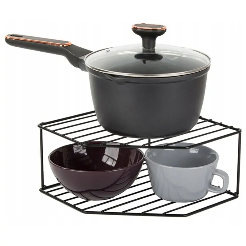 Rohová kovová polička do kuchyne a kúpeľne