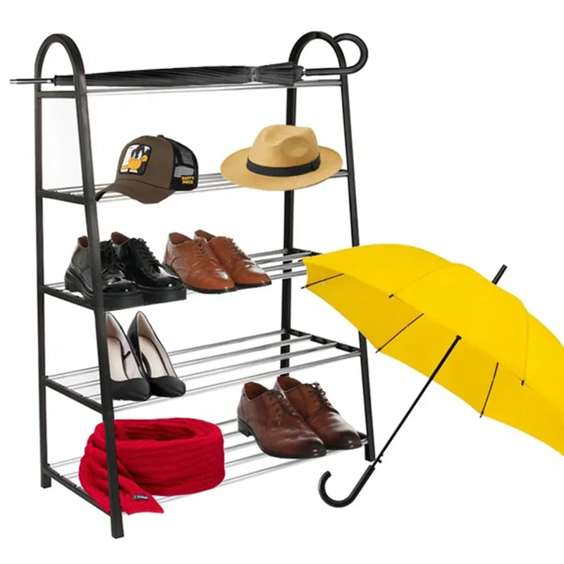 Kovový regál na topánky čierny 79x54x28cm