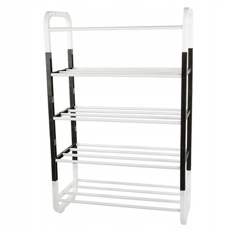 Kovový regál na topánky čiernobiely 73x46x23cm