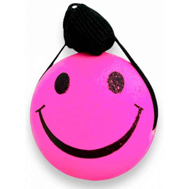 Gumená loptička na šnúrke – smajlík, priemer 6,5 cm