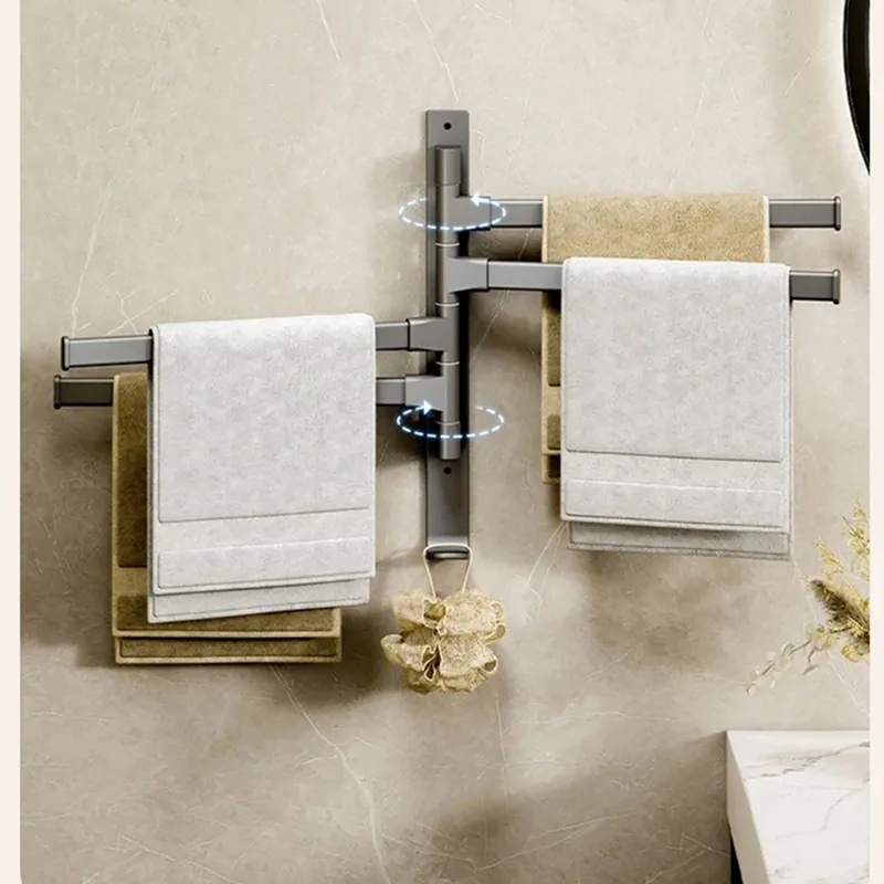 Vešiak na uteráky s otočnými ramenami sivý