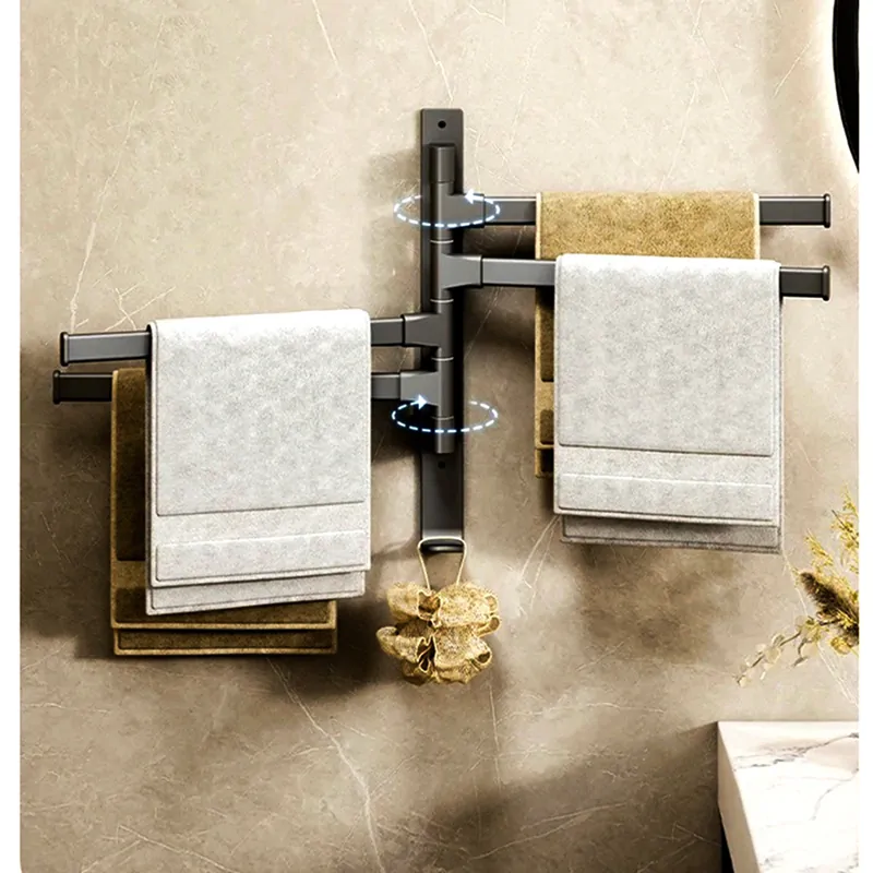 Vešiak na uteráky s otočnými ramenami čierny