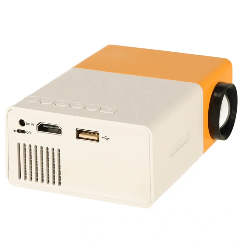 Mini LED projektor 1920×1080 TFT LCD – prenosný projektor s HDMI a USB, bielo-oranžový