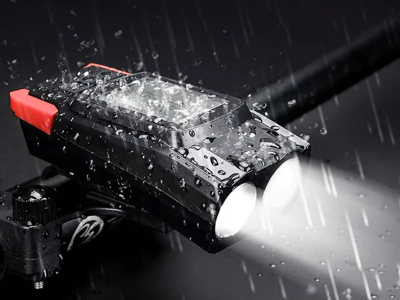 Cyklistická sada - predné a zadné svetlo, zvonček, cyklopočítač červené