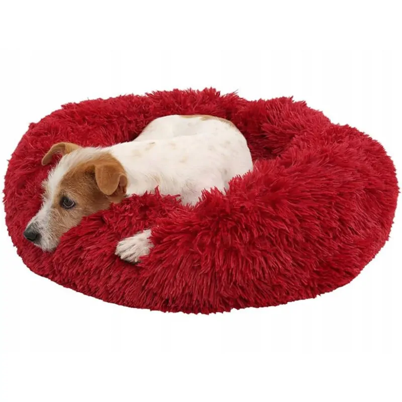 Plyšový pelech pre zviera okrúhly 50cm bordový