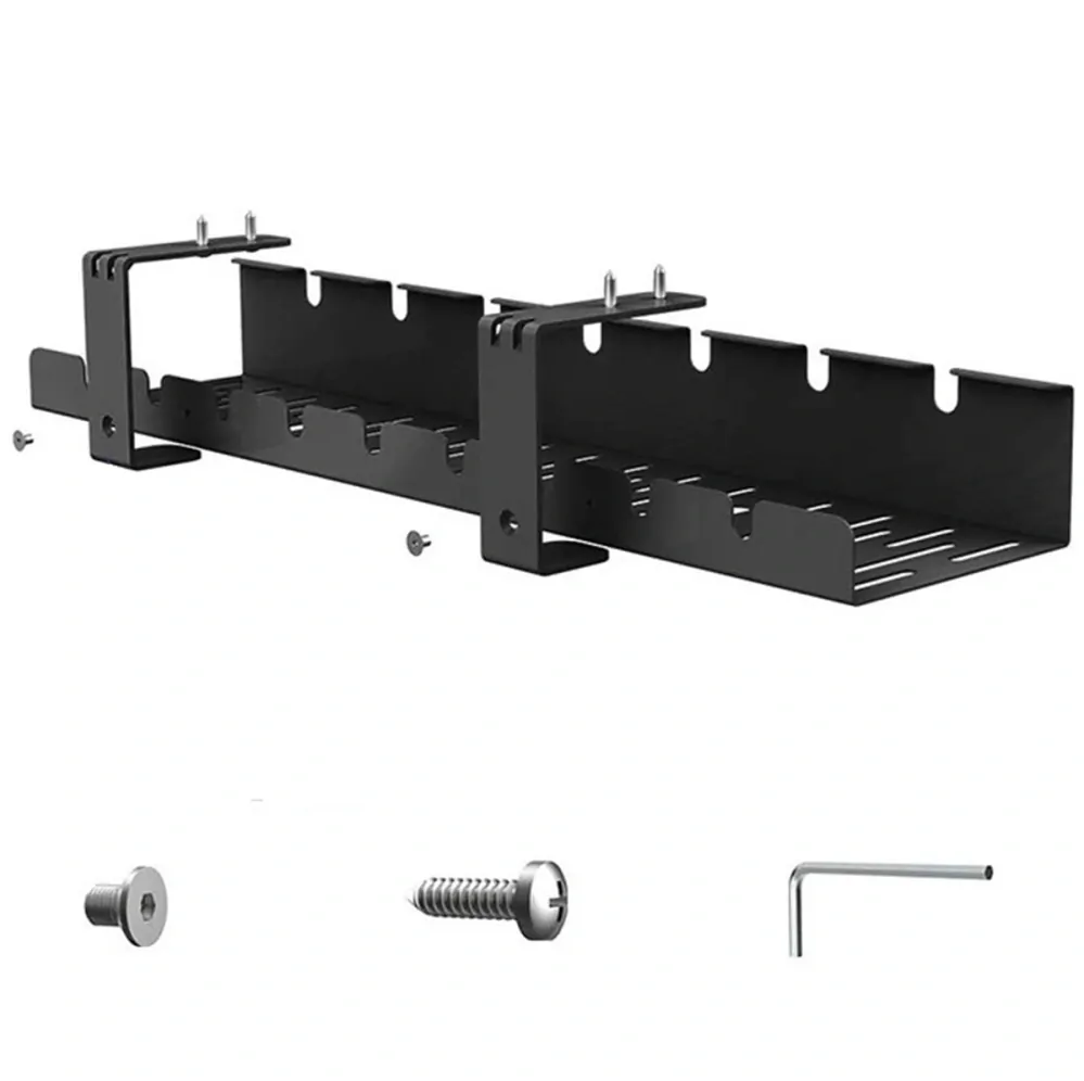 Závesný kovový organizér na káble pod pracovný stôl čierny