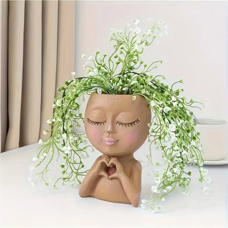 Kvetináč v tvare tváre hnedý 16cm