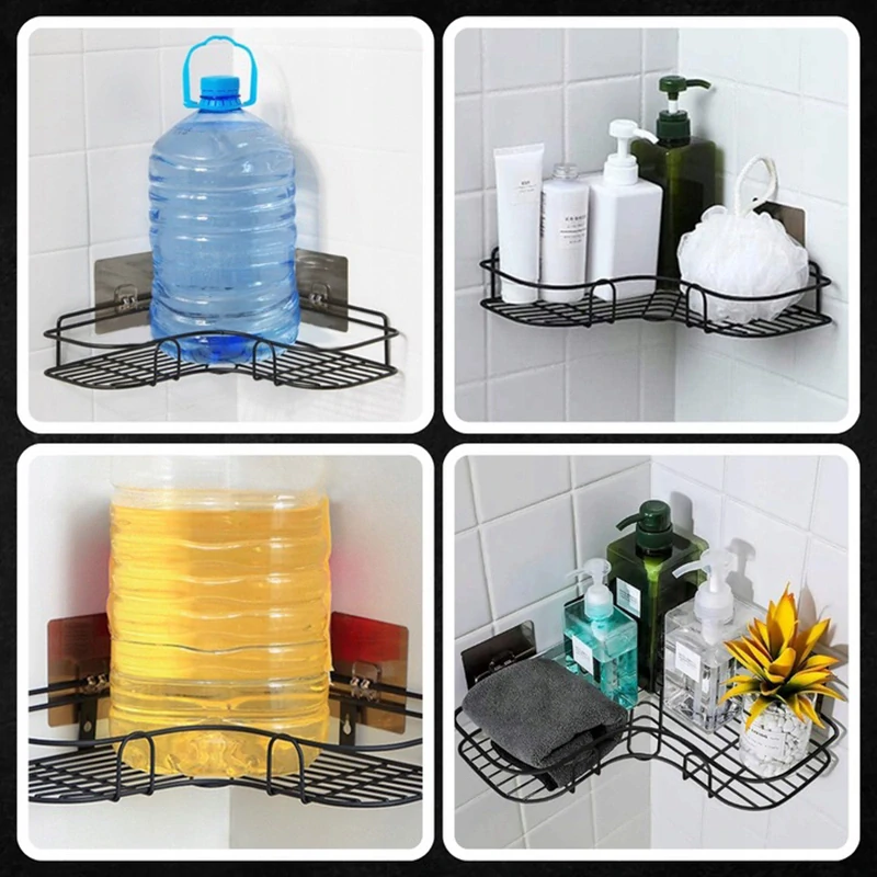 Rohová nástenná polica kovová 26x26cm čierna