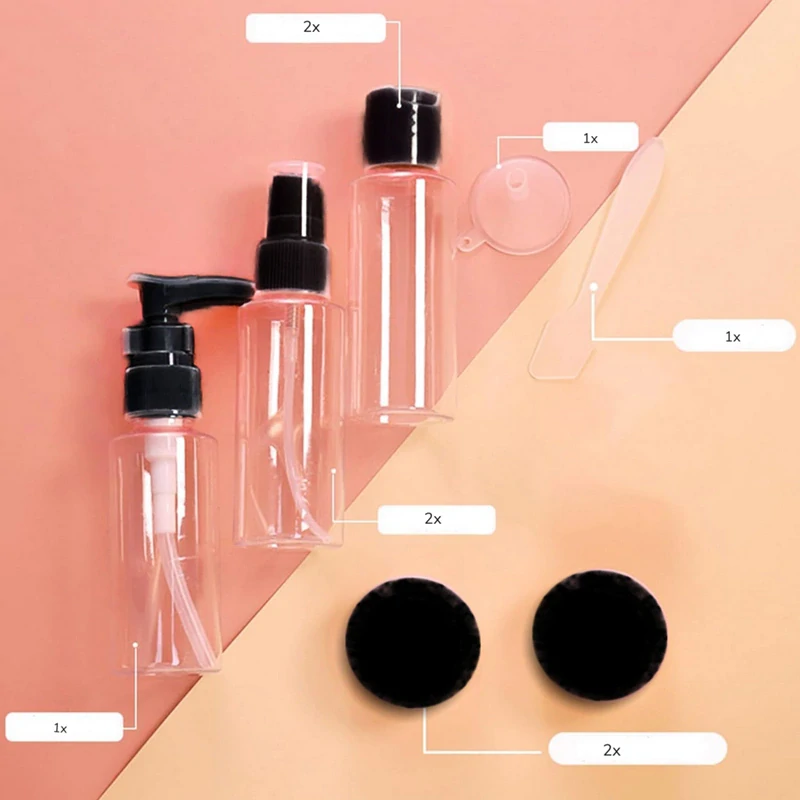 Cestovná sada kozmetických nádobiek 9-dielna