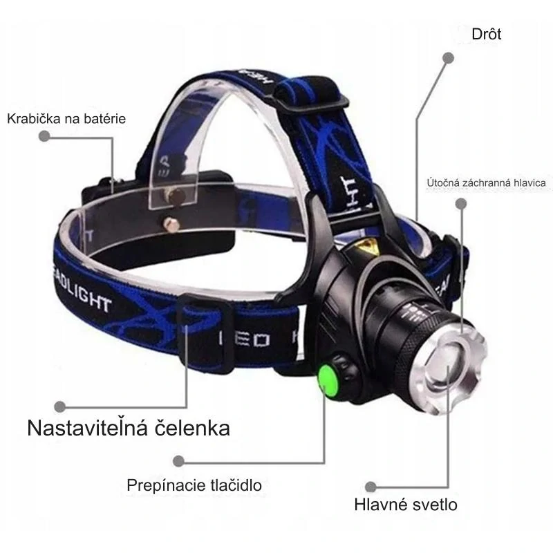 Čelovka LED UV 6 XM-L 8W