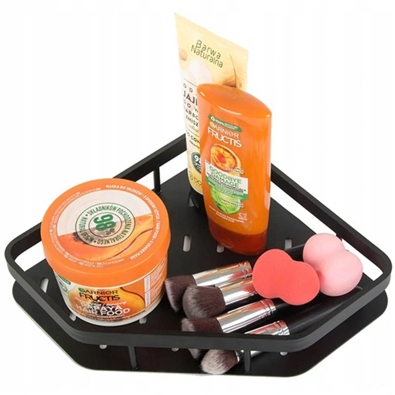 Rohová polička do kúpeľne kovová