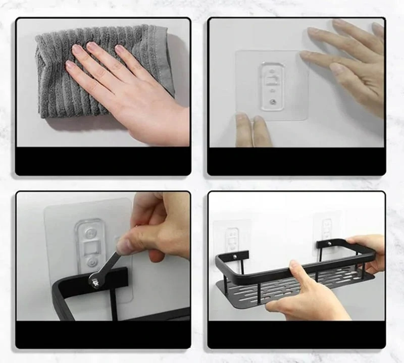 Nástenná polica do kúpeľne čierna 40x13x4cm