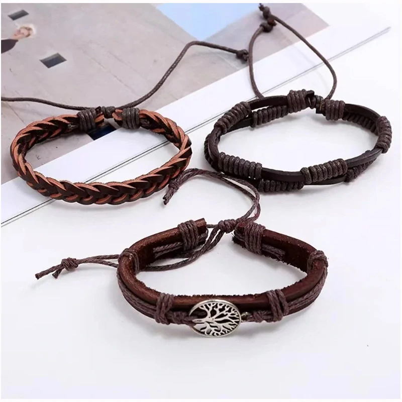 Dream - Kožený náramok hnedý viacvrstvový