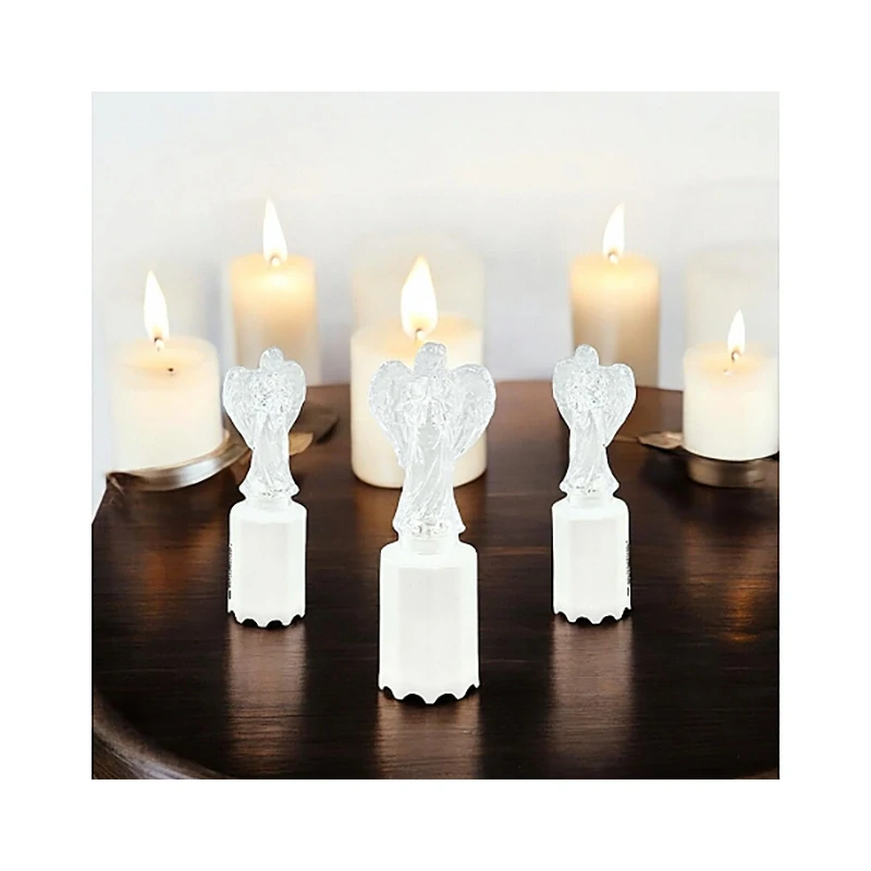 Anjel - Sviečka LED na batérie 16,5 cm - zimný biely