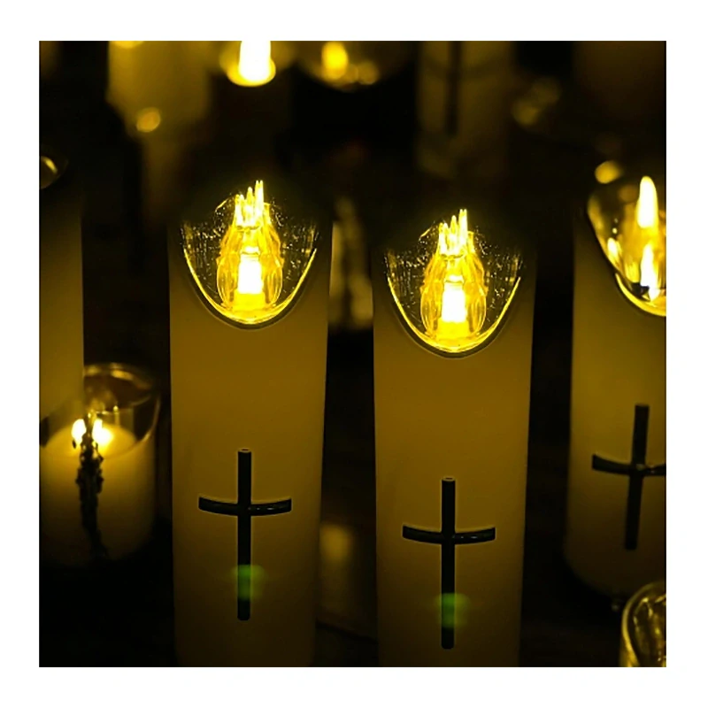 Sviečka s krížom LED na batérie 15 cm