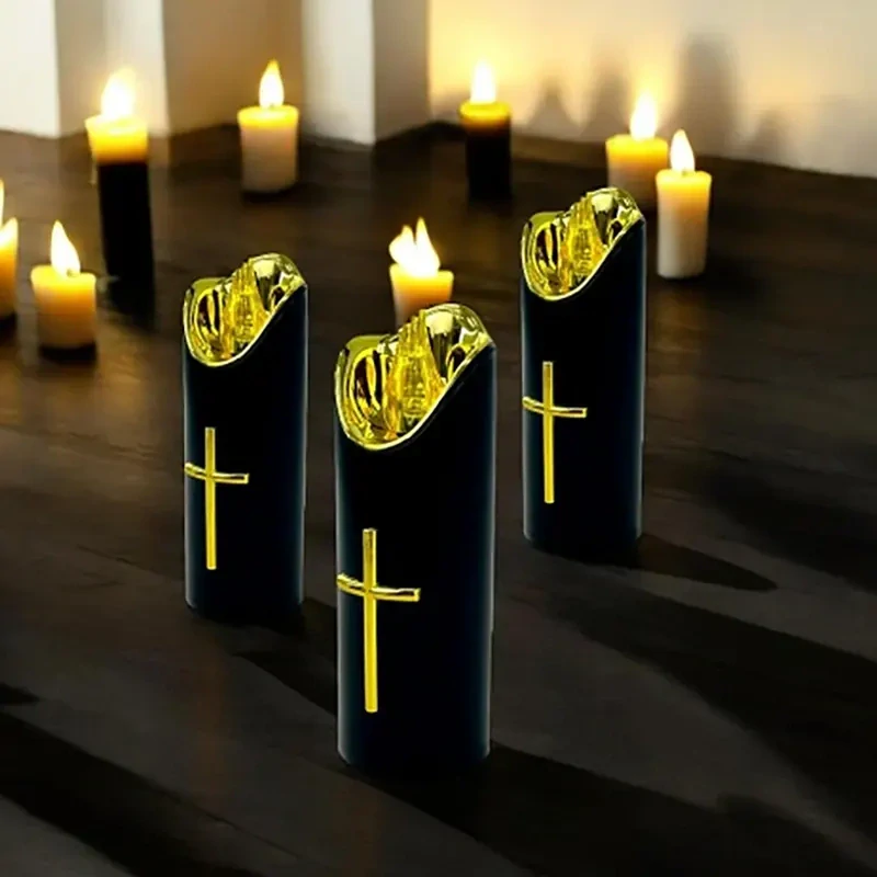 LED Sviečka s krížom na batérie 15 cm