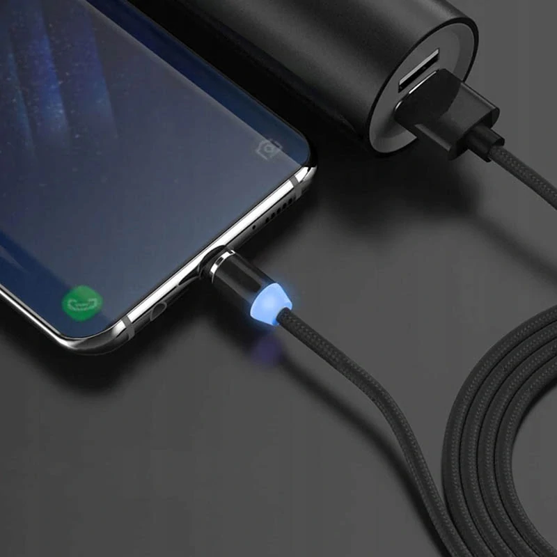 Magnetický kábel USB 3v1 iPhone, Micro USB, USB C 1m čierny
