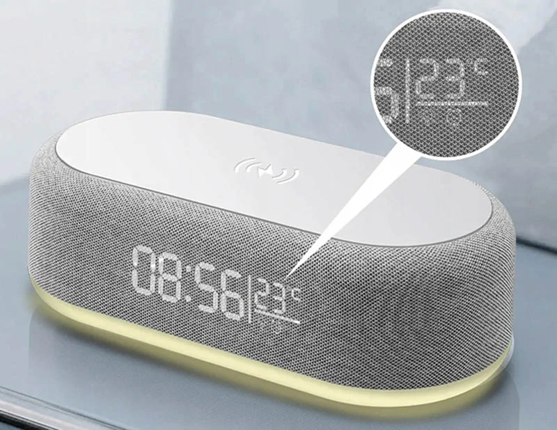 Bezdrôtová nabíjačka s budíkom 4v1 s podsvietením