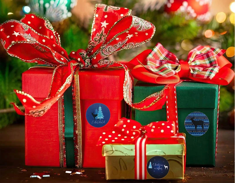 Vianočné nálepky na rolke 500ks modré