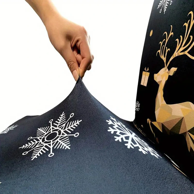 Čierny poťah na stoličku s vianočným motívom