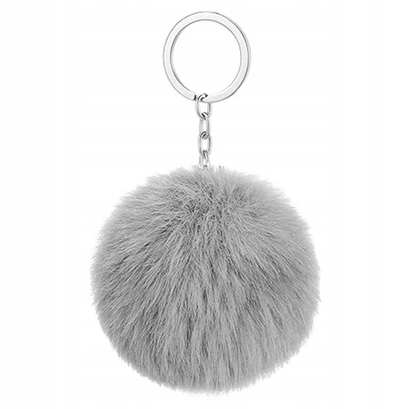 Prívesok na kľúče s kožušinkou sivý