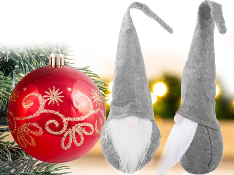 Vianočný škriatok 30cm sivý