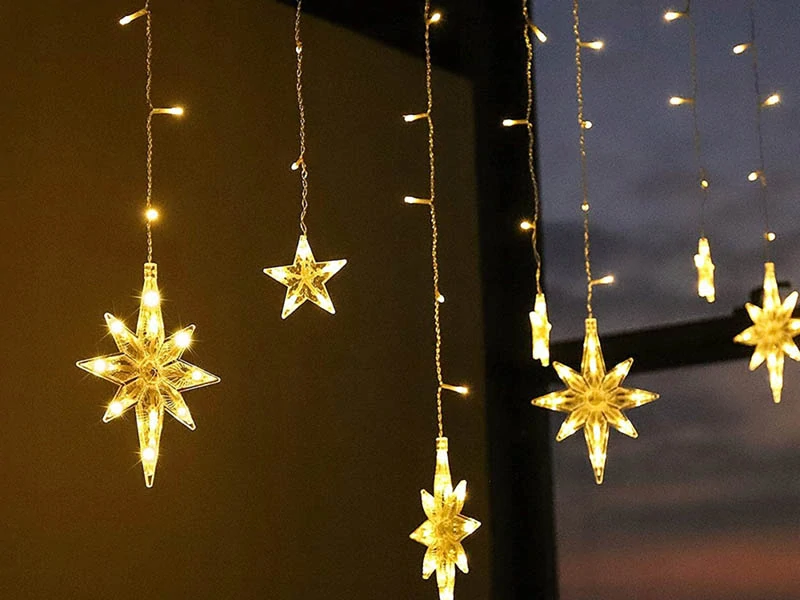 Svetelný záves hviezdy 138 LED biela teplá