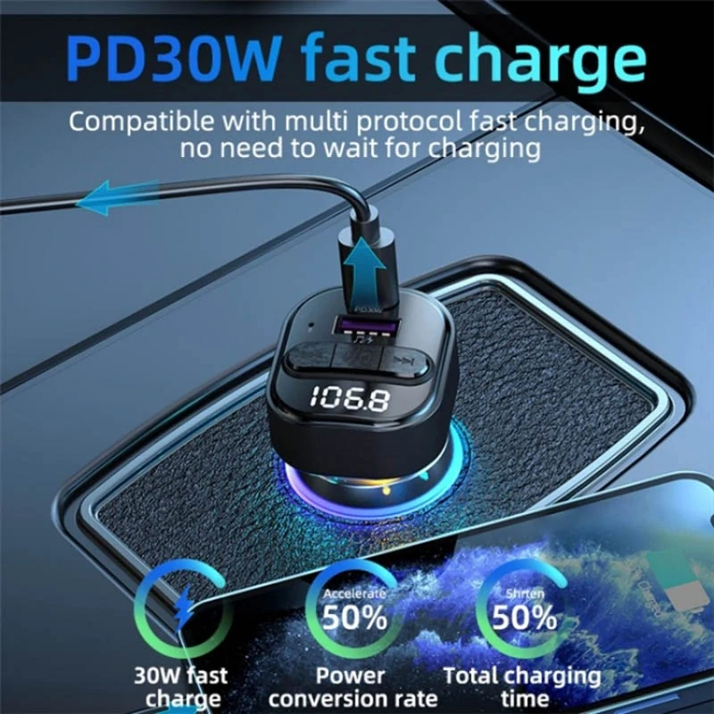 Bluetooth transmitter do auta C50 s USB nabíjačkou