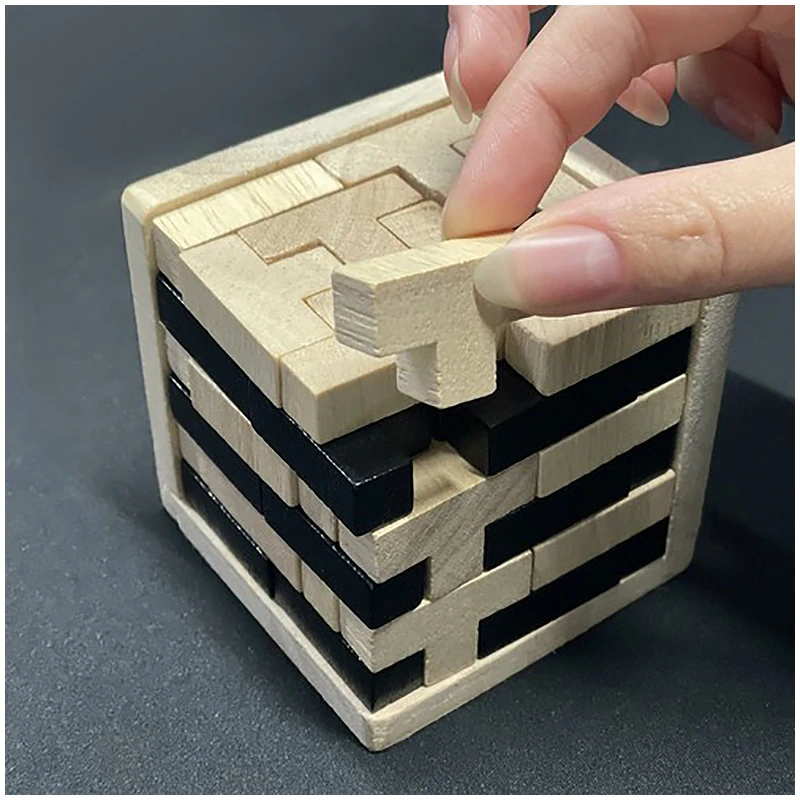 Puzzle drevené - Kocka hlavolam 